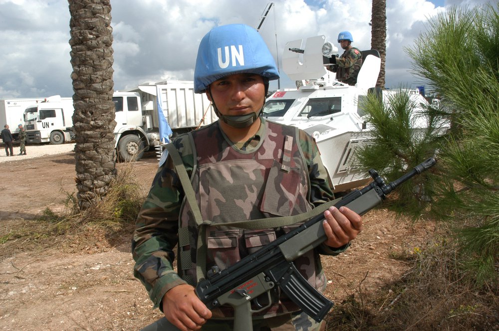 Tyr, Lebanon: Unidentified Turkish UN vehicle on patrol on October 21, 2006 in Tyr, Lebanon 