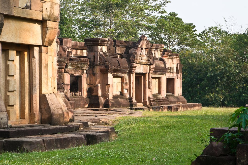 The khmer temple Ta Moan Thom (or Tha Muang Thom) hidden in the jungle directly at the Thai-Cambodian borderline. The temple area at this site is part of repeated conflicts between both countries. 