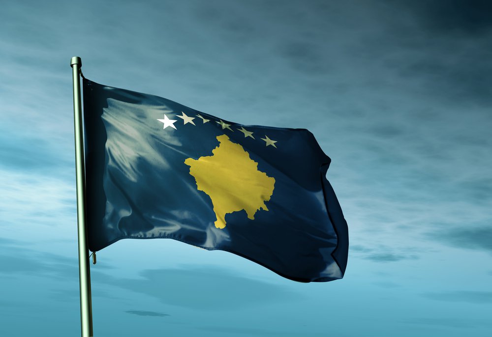 Kosovo flag waving on the wind, ID: 161156288